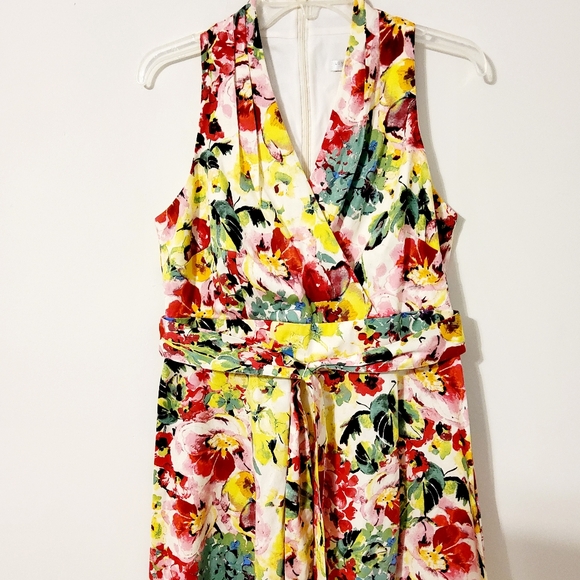 London Time Petite Floral Print Sleeveless Surplice Fit & Flare Dress Sz 10P - Picture 2 of 5